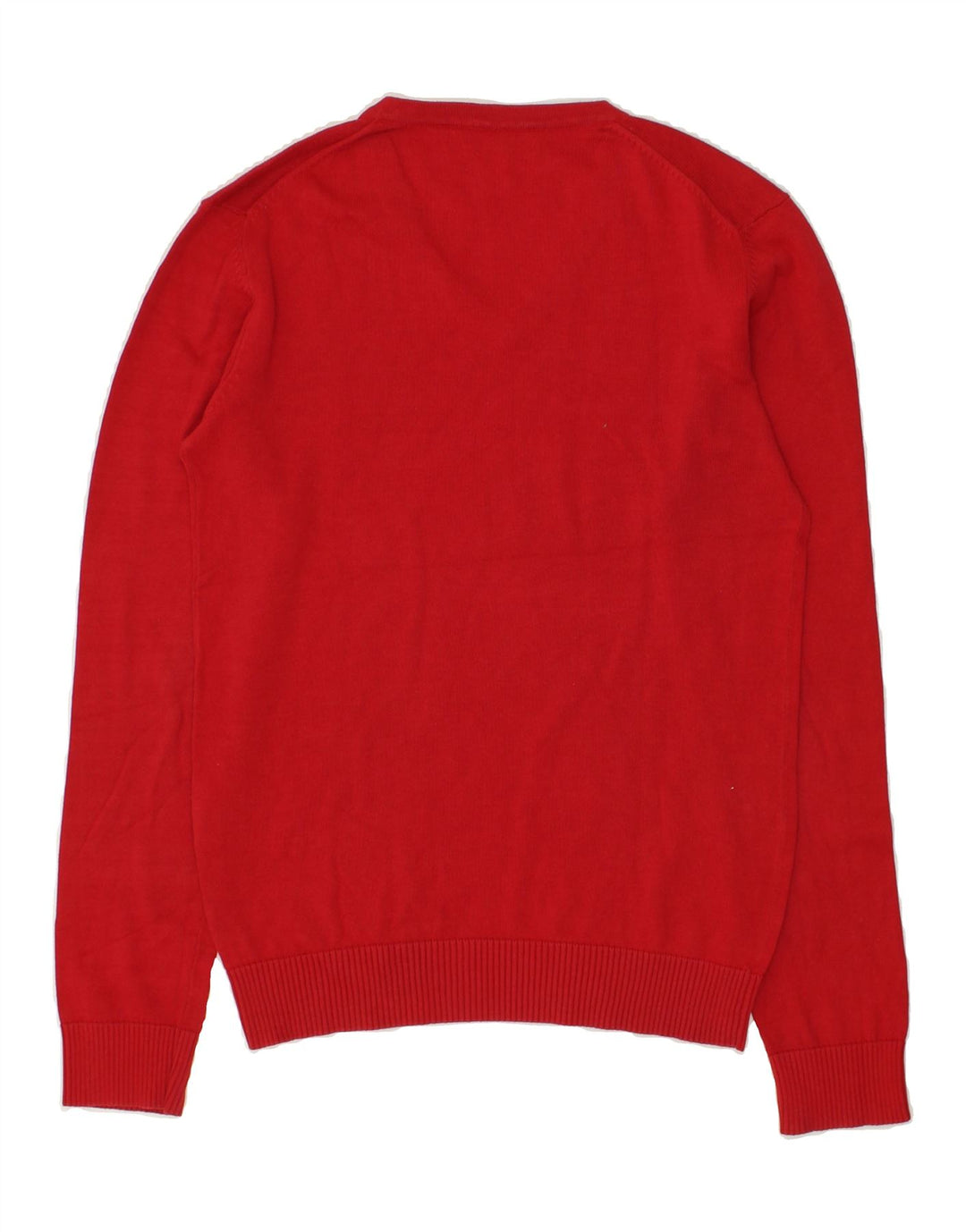 JULES Mens V-Neck Jumper Sweater Small Red Cotton | Vintage Jules | Thrift | Second-Hand Jules | Used Clothing | Messina Hembry 