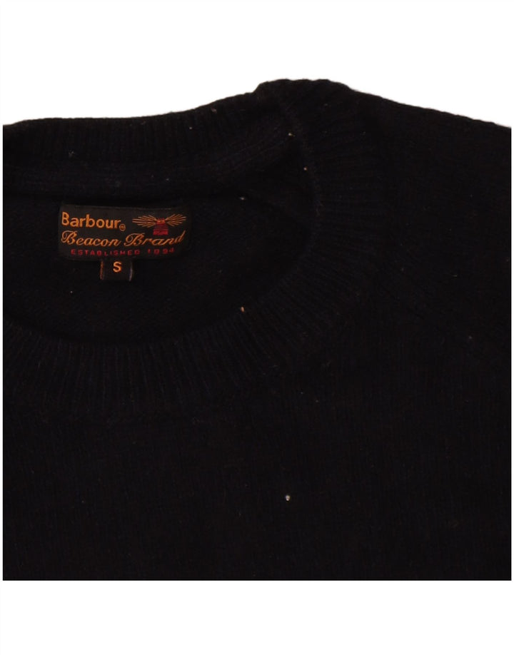 Męski sweter z okrągłym dekoltem Barbour, mały, granatowy, wełniany