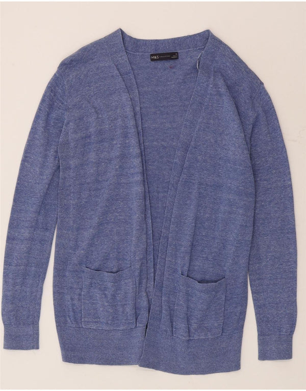 Marks & Spencer Womens Open Cardigan Sweater UK 12 Medum Blue Flecked