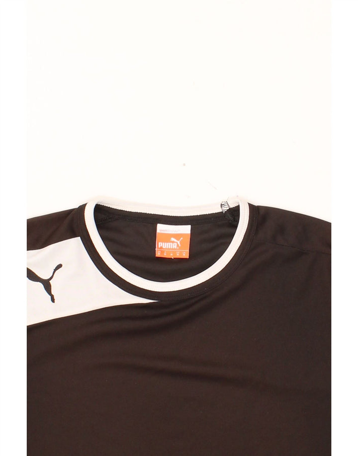 PUMA Mens T-Shirt Top Medium Black Colourblock Polyester Vintage Puma and Second-Hand Puma from Messina Hembry 