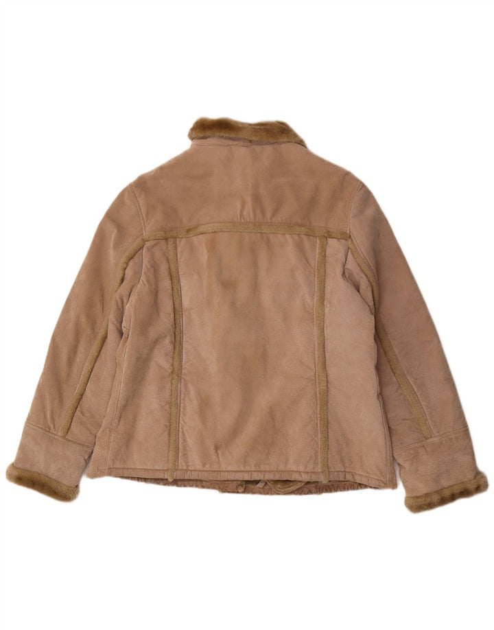 Avitano Womens Oversized Shearling Jacket EU 42 Large Beige