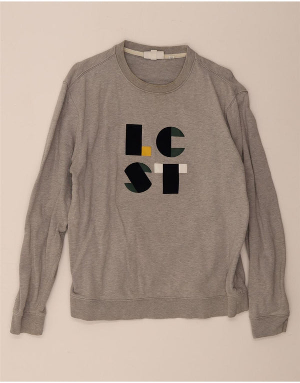 Lacoste Mens Graphic Sweatshirt Jumper Size 5 Large Grey Cotton