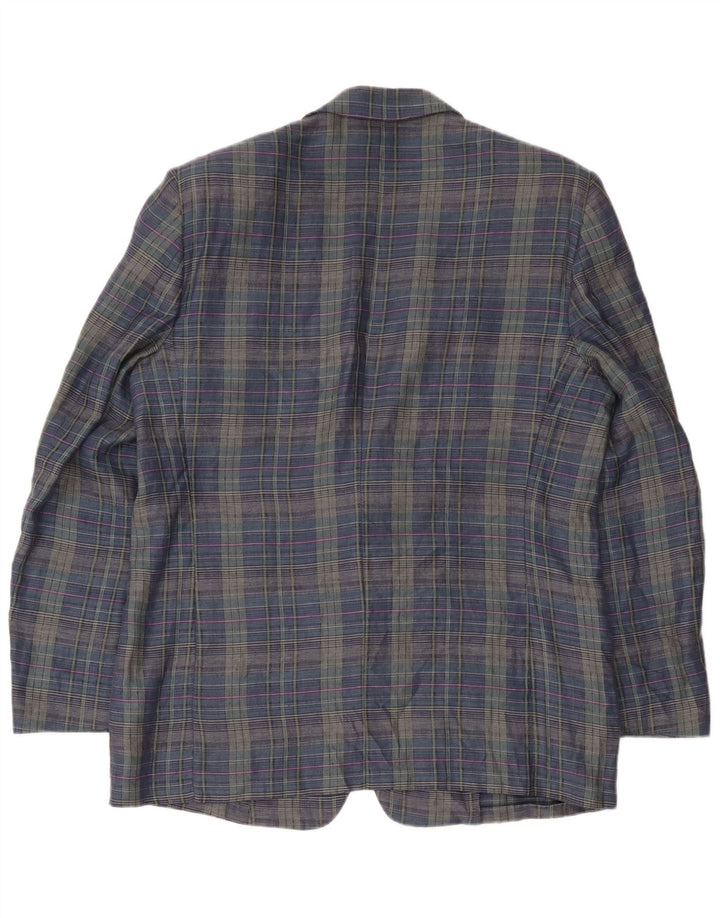 Principes Veste blazer à 2 boutons pour homme UK 40 Grand bleu marine à carreaux en lin