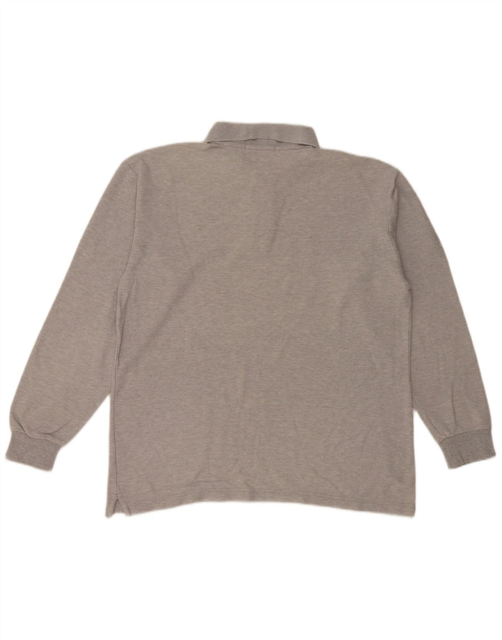 FILA Mens Long Sleeve Polo Shirt IT 48 Medium Grey Cotton