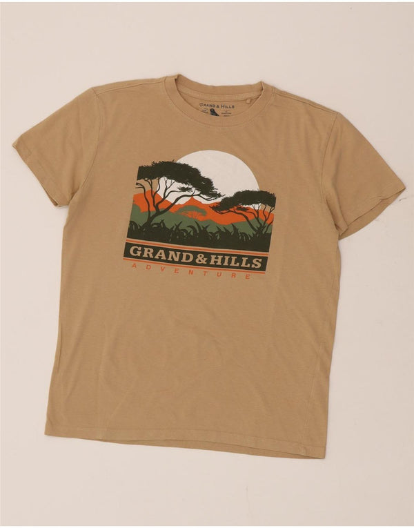 Grand & Hills Boys Grafisk T-Shirt Top 14-15 år Beige Bomuld