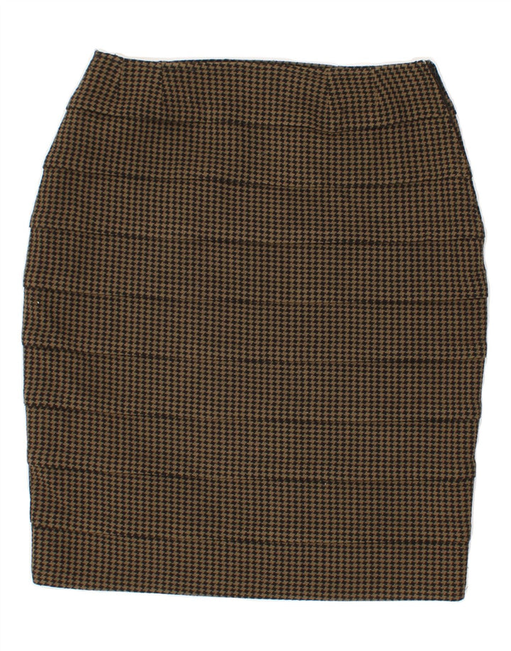 VINTAGE Womens Pencil Skirt IT 44 Medium W28  Khaki Houndstooth Vintage Vintage and Second-Hand Vintage from Messina Hembry 