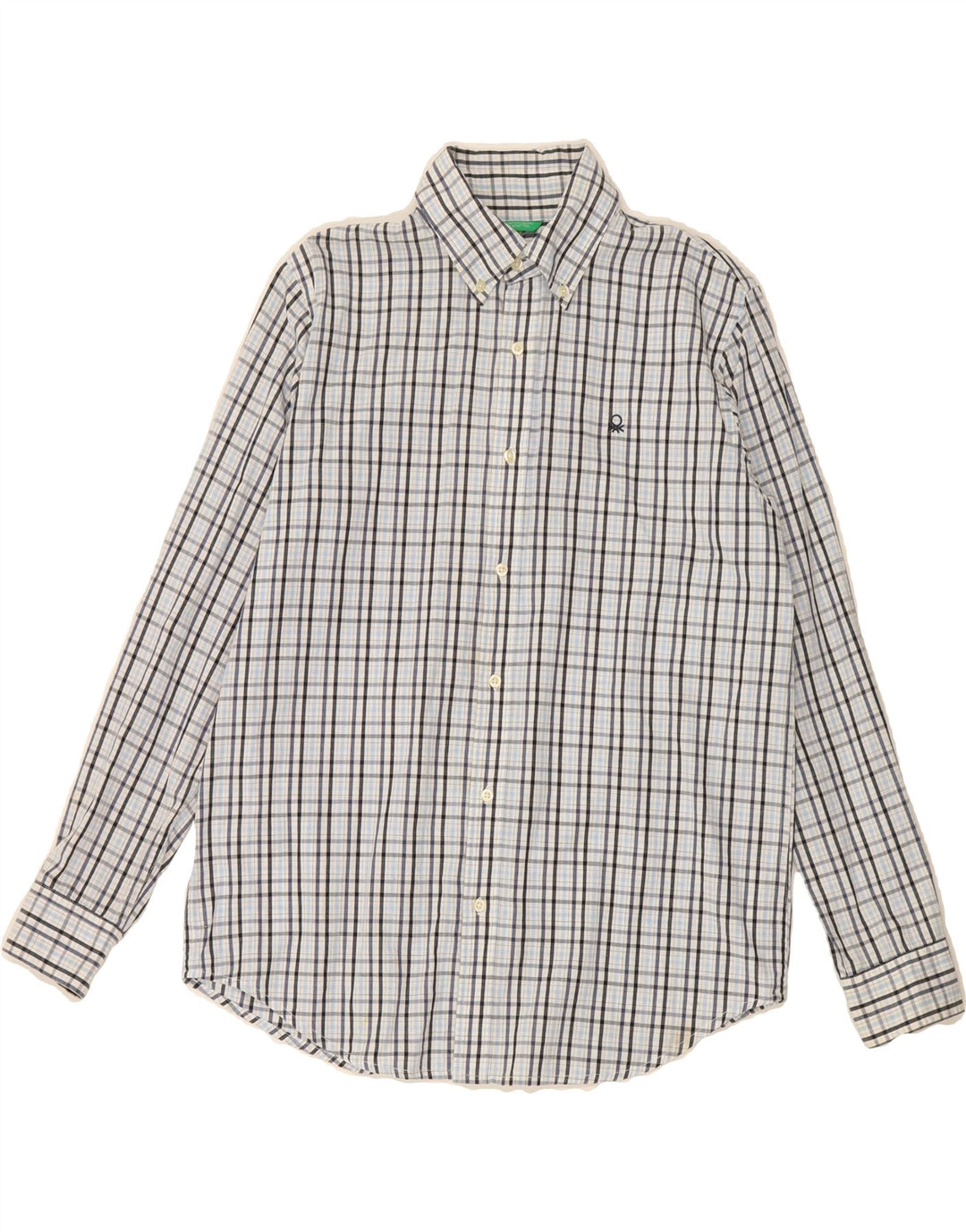 BENETTON Mens Shirt Small Blue Check Vintage Benetton and Second-Hand Benetton from Messina Hembry 