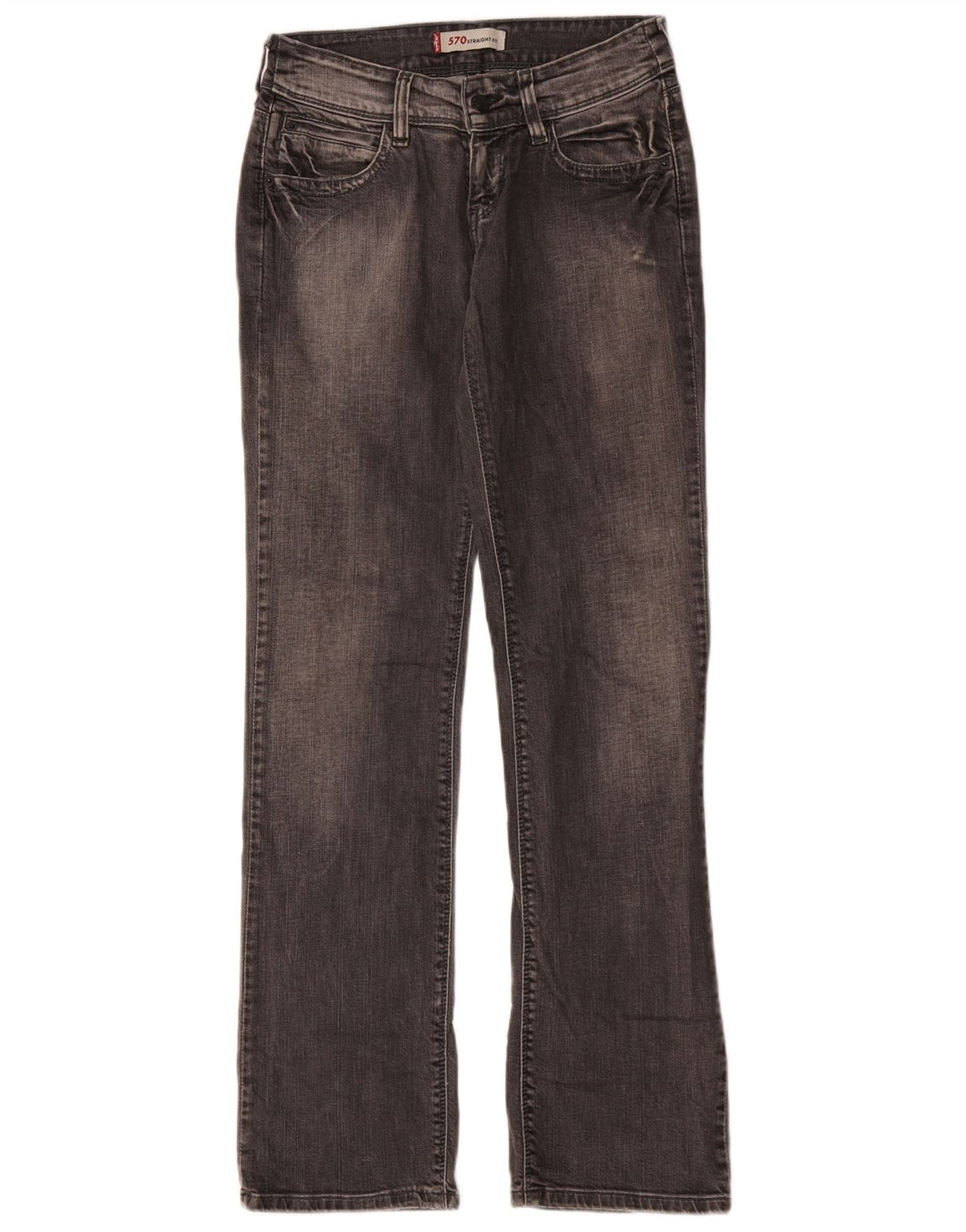 Levi's Womens 570 Straight Jeans W28 L31 Grey Cotton