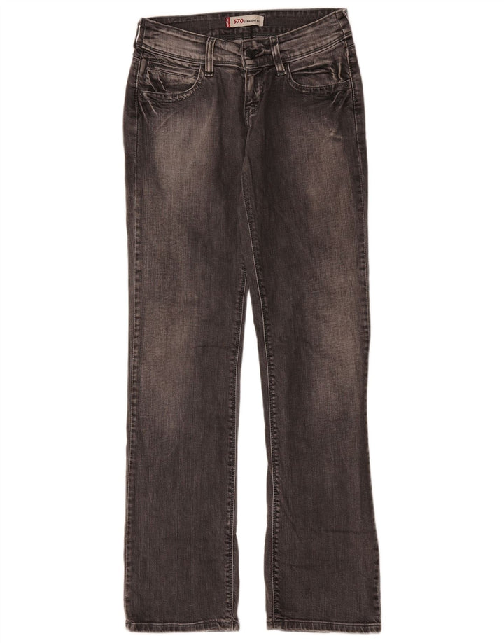 Levi's Womens 570 Straight Jeans W28 L31 Grey Cotton
