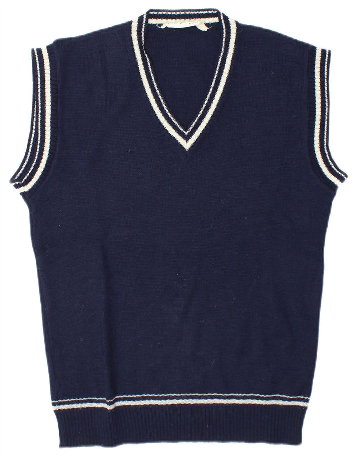 Vintage Mens Vest Tank Top Medium Navy Blue