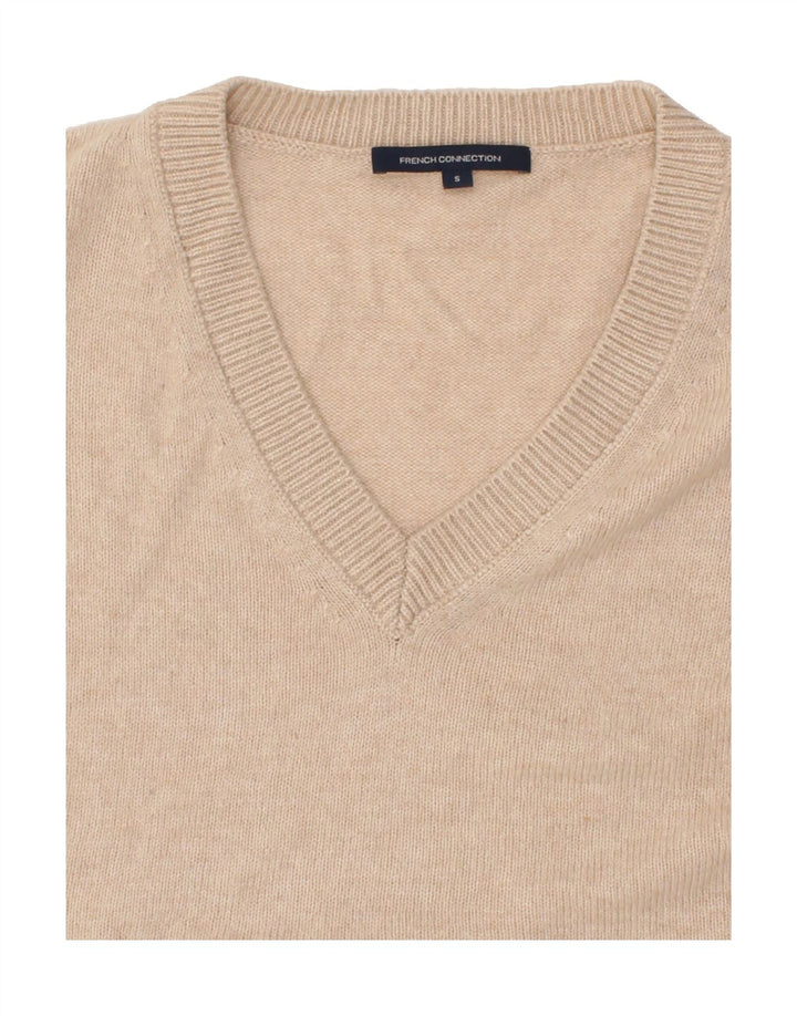 FRENCH CONNECTION Womens Oversized V-Neck Jumper Sweater UK 10 Small Beige Vintage French Connection and Second-Hand French Connection from Messina Hembry 