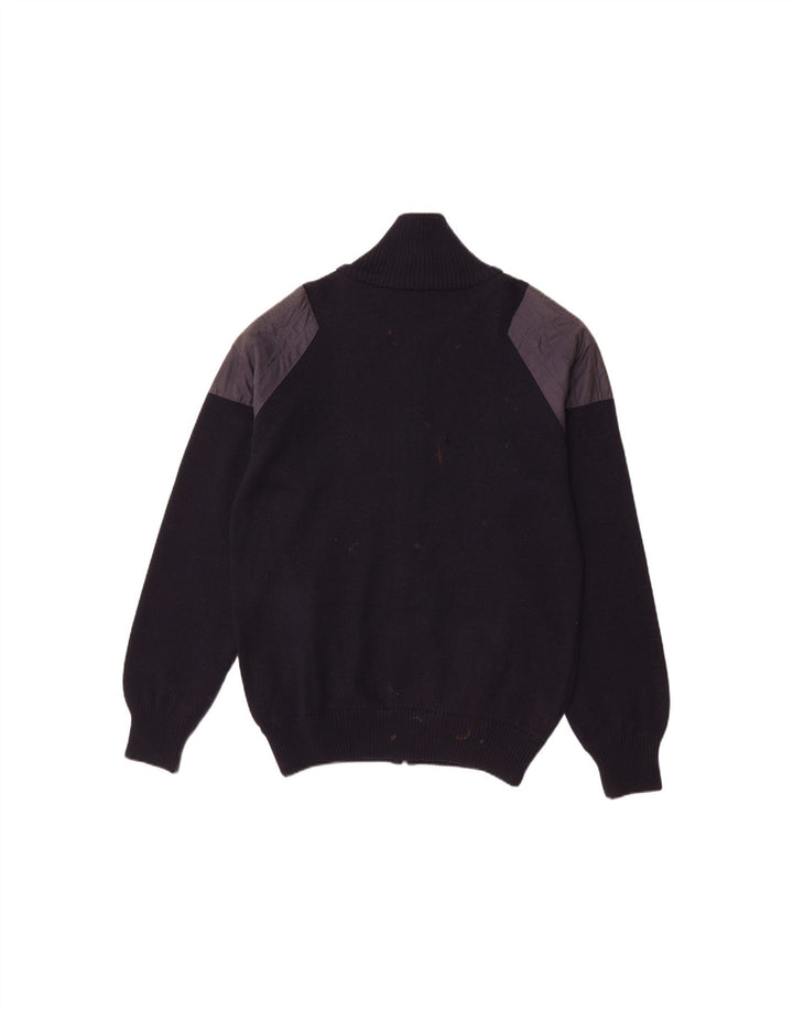 SETTEBELLO Mens Cardigan Sweater Small Navy Blue Colourblock Wool Vintage Settebello and Second-Hand Settebello from Messina Hembry 