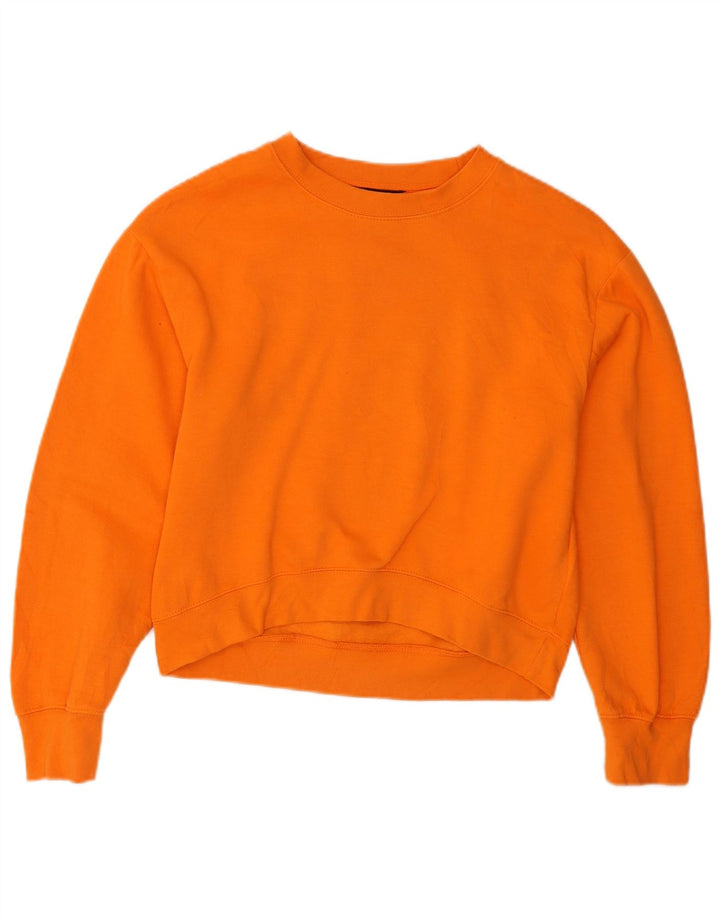 Zara Womens Crop Oversized Sweatshirt Jumper UK 10 Small Orange Polyester