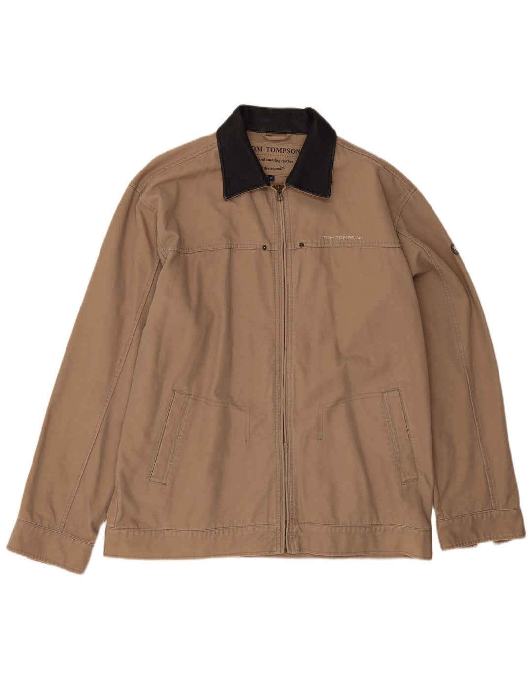 Tom Tompson Mens Bomber Jacket UK 42 XL Beige Cotton