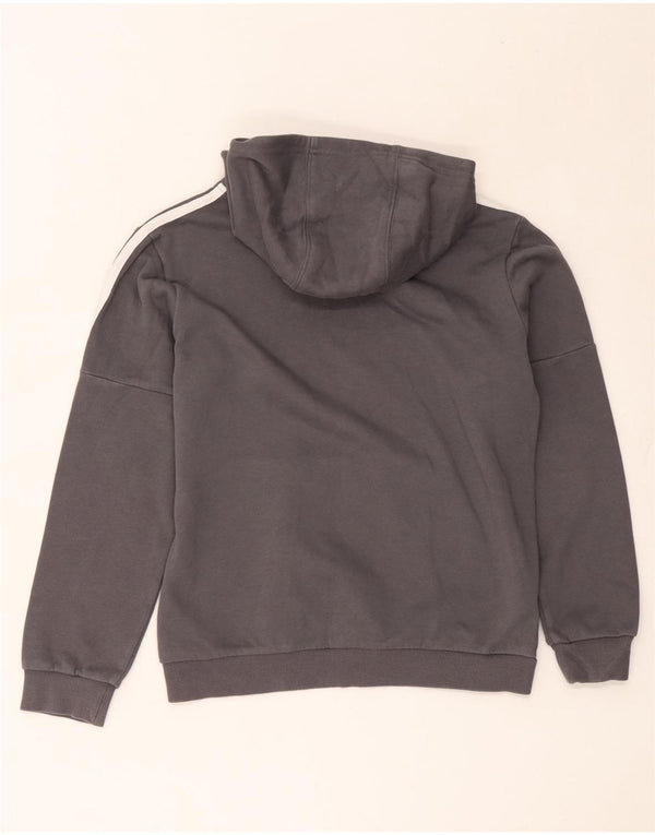 Adidas Boys Three Stripes Graphic Hoodie Jumper 11-12 Years Grey Cotton