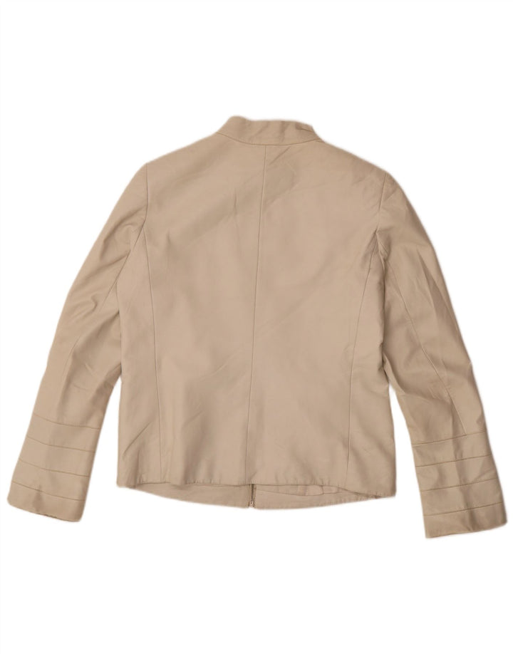 Olivieri Les Marees Womens Leather Jacket IT 44 Medium Beige Leather