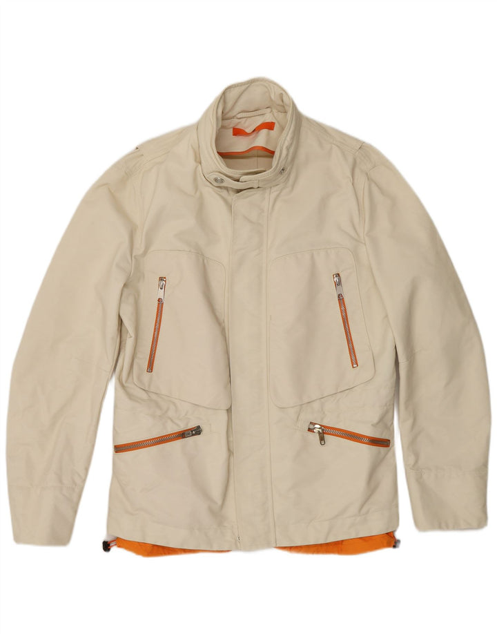 Dondup Giacca da uomo con cappuccio IT 50 Large in poliammide bianco sporco