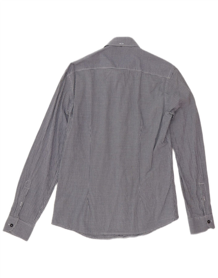 Gas Mens Shirt Small Navy Blue Gingham Cotton