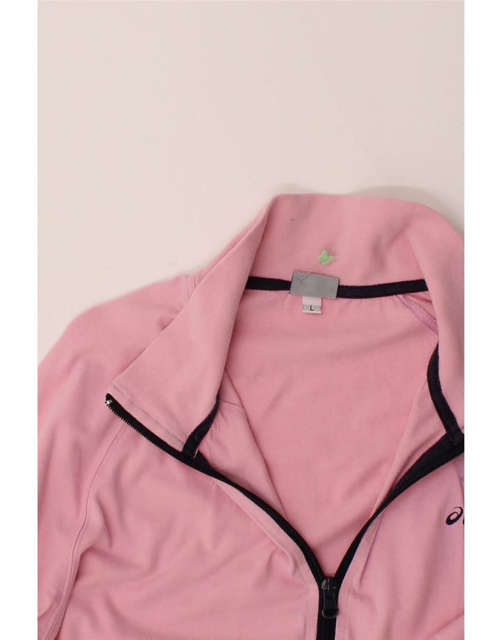 ASICS Womens Tracksuit Top Jacket UK 16 Large Pink Cotton Vintage Asics and Second-Hand Asics from Messina Hembry 