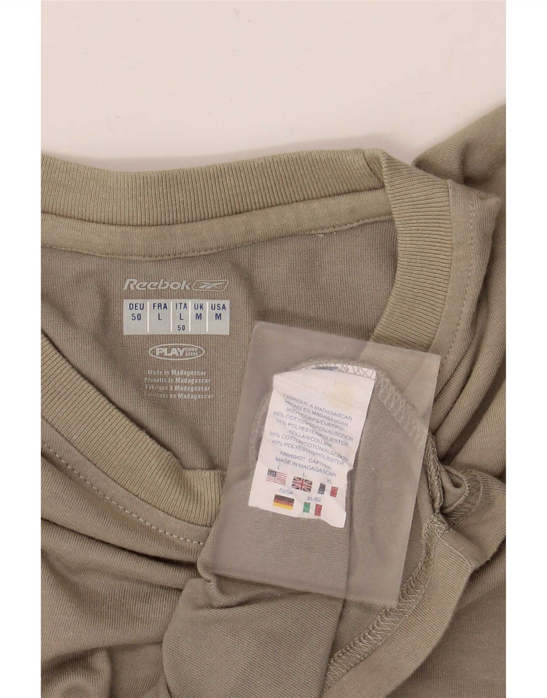 Reebok Herren T-Shirt Top Medium Khaki Baumwolle