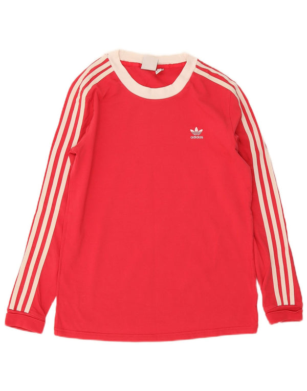 Adidas Maglia a maniche lunghe da donna UK 10 Small Rosso Colorblock