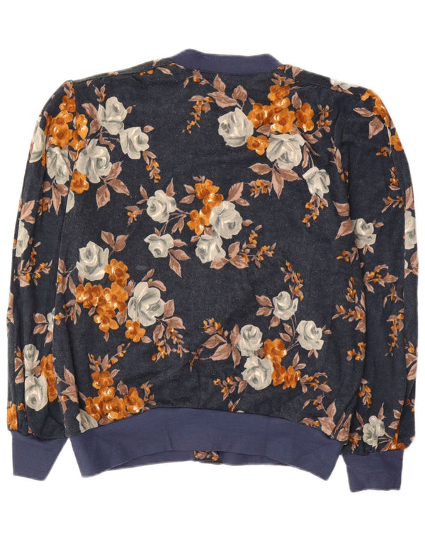 Vintage damski sweter oversize IT 50 XL granatowy kwiatowy akryl