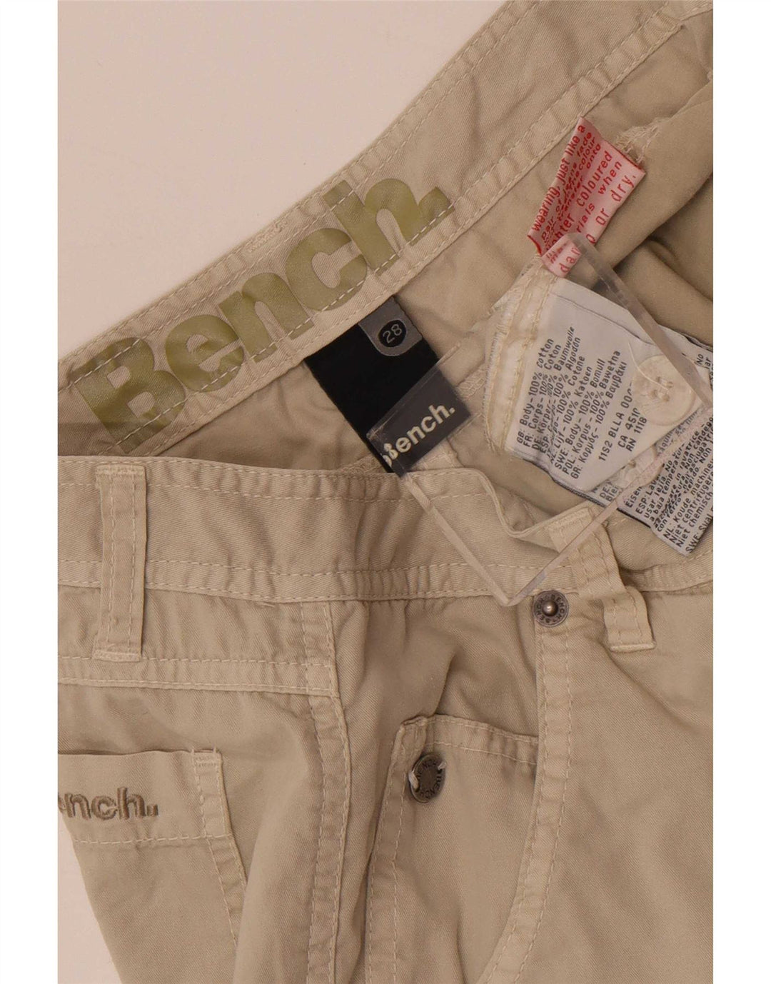 Bench Mens Chino Shorts W28 Small Beige Cotton