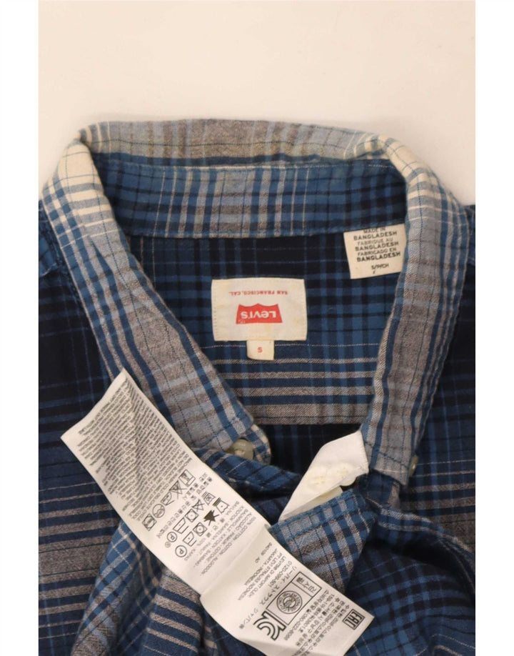 Levi's Mens Short Sleeve Shirt Small Blue Check Cotton