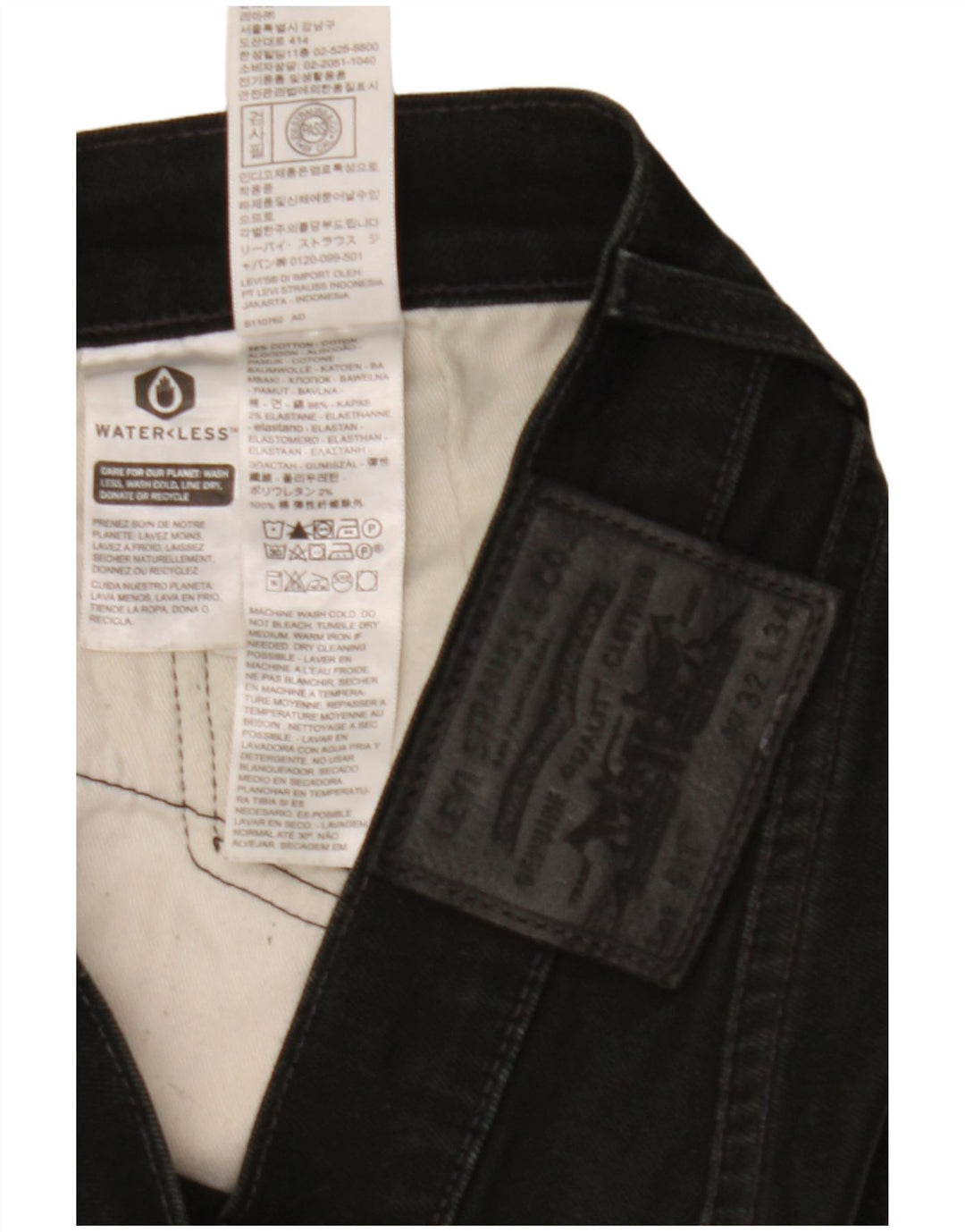 Мужские джинсы Levi's 511 Slim W32 L34, черный хлопок