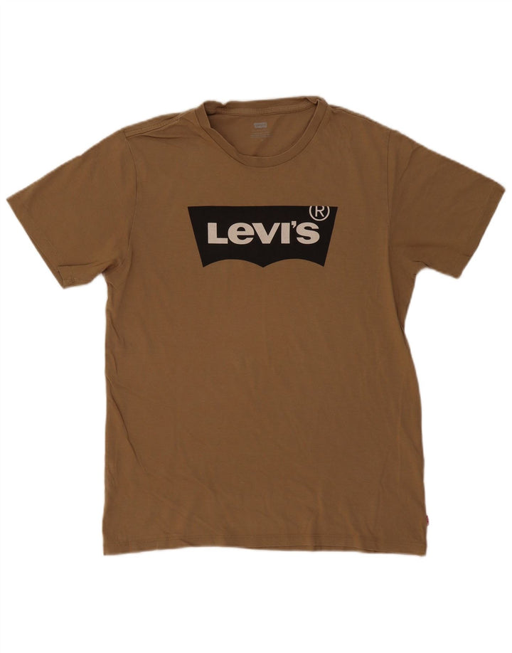 Levi's Mens Graphic T-Shirt Top Medium Beige Cotton