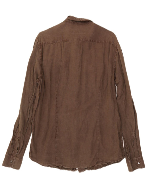 Camicia Trussardi Uomo Large Lino Kaki