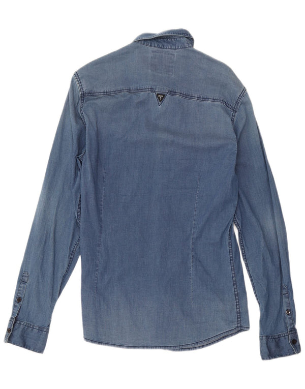 Camicia in denim da uomo slim fit Guess piccola blu