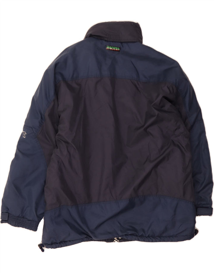 DIADORA Mens Windbreaker Jacket UK 38 Medium Navy Blue Colourblock Vintage Diadora and Second-Hand Diadora from Messina Hembry 