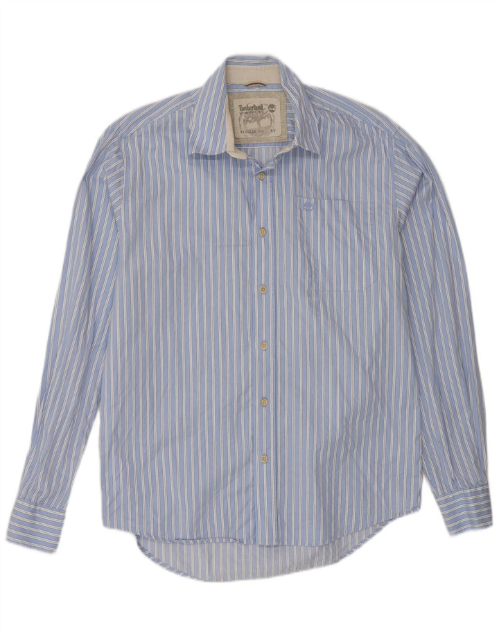 Timberland Mens Regular Fit Shirt Small Blue Striped Cotton
