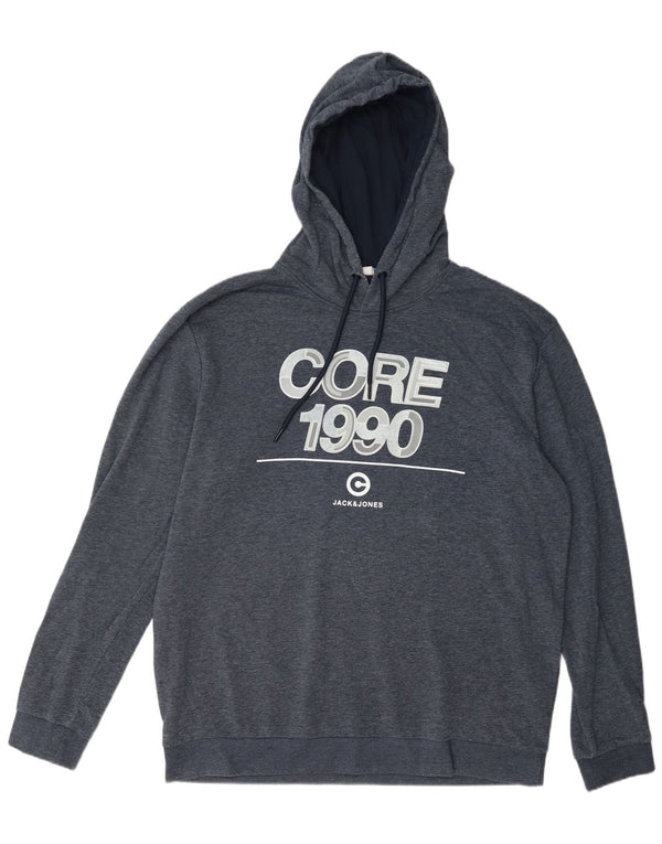 Jack & Jones Pull à capuche graphique pour homme 2XL Bleu Coton