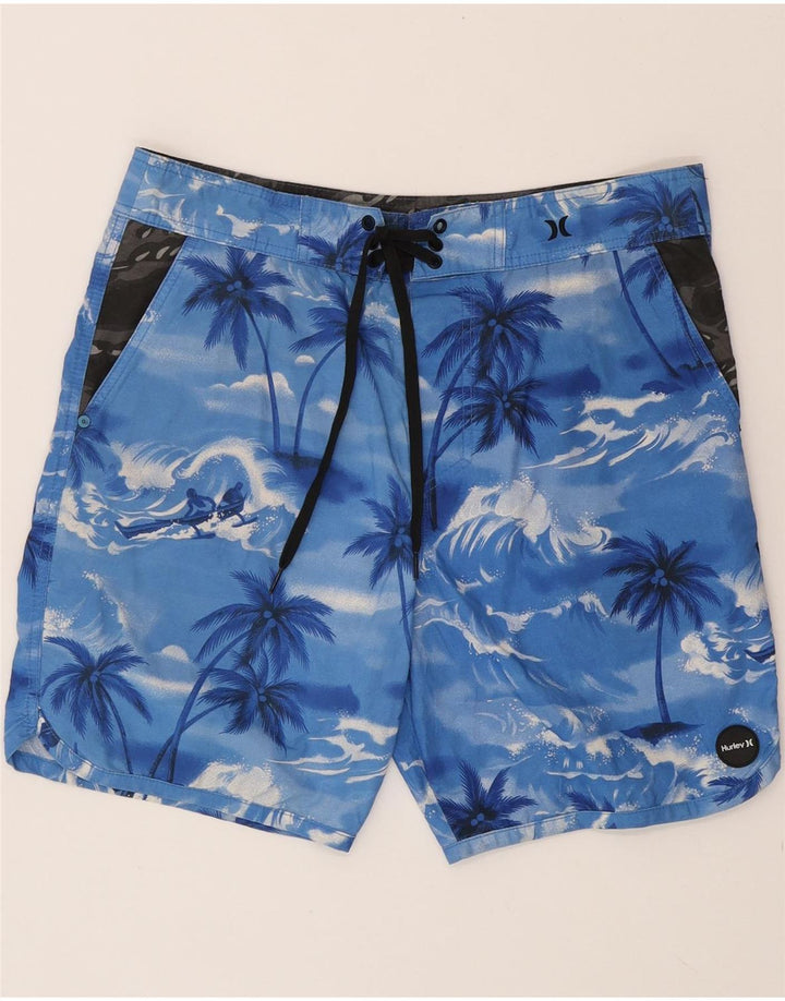HURLEY Mens Swimming Shorts Medium Blue Cotton Hawaiian Vintage Hurley and Second-Hand Hurley from Messina Hembry 
