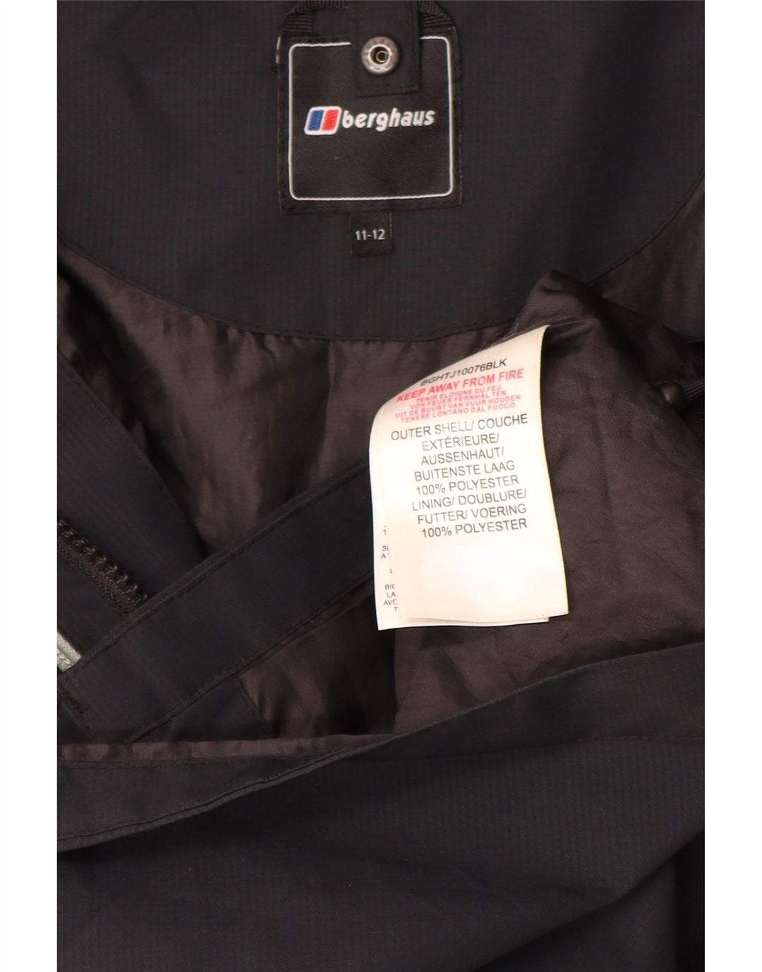 Berghaus Boys Hooded Windbreaker Jacket 11-12 Years Black Polyester