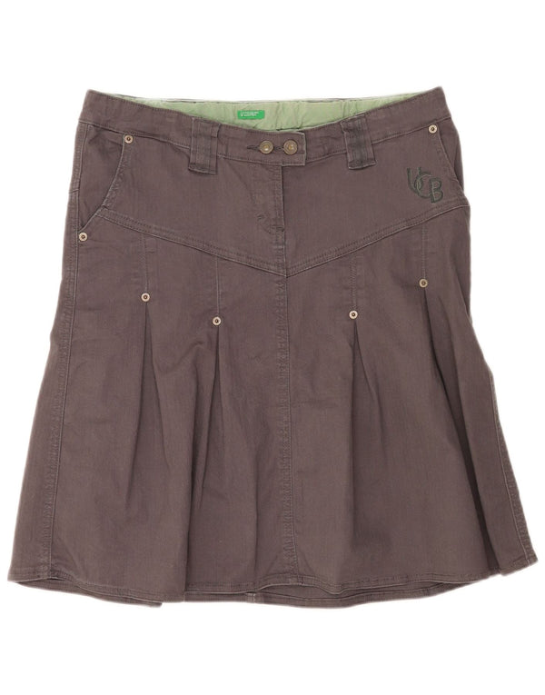 Benetton Womens A-Line Skirt Small W32 Grey Cotton