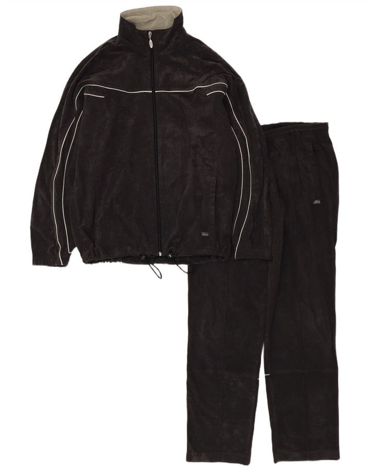Asics Mens Velour Full Tracksuit Large  Black Polyester