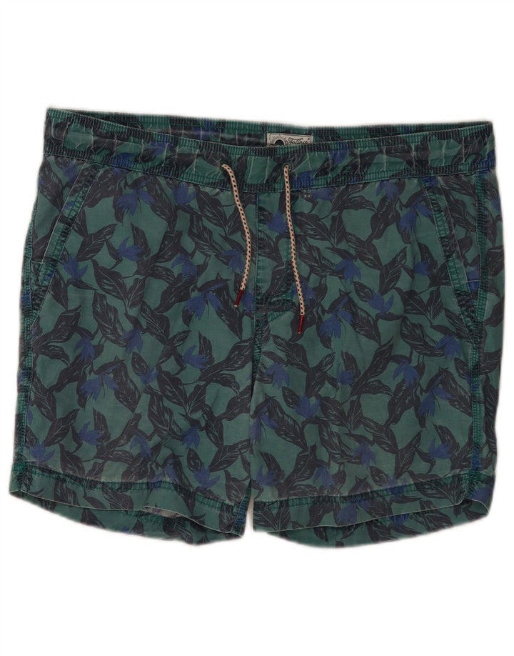 Fat Face Mens Swimming Shorts Medium  Green Geometric Cotton