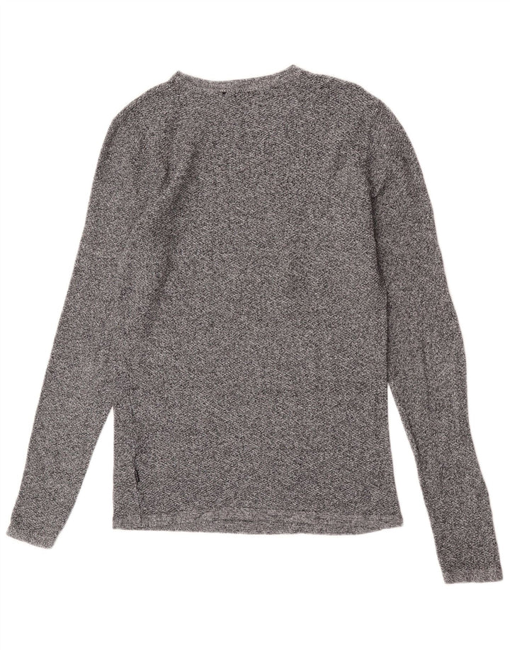 Jack & Jones Mens Top Long Sleeve Medium Grey Flecked Cotton