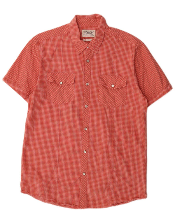 Rifle Mens Short Sleeve Shirt Large Red Gingham Cotton