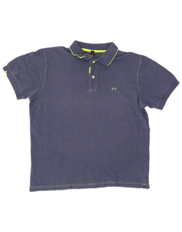 Polo da uomo Sun68 in cotone blu navy medio
