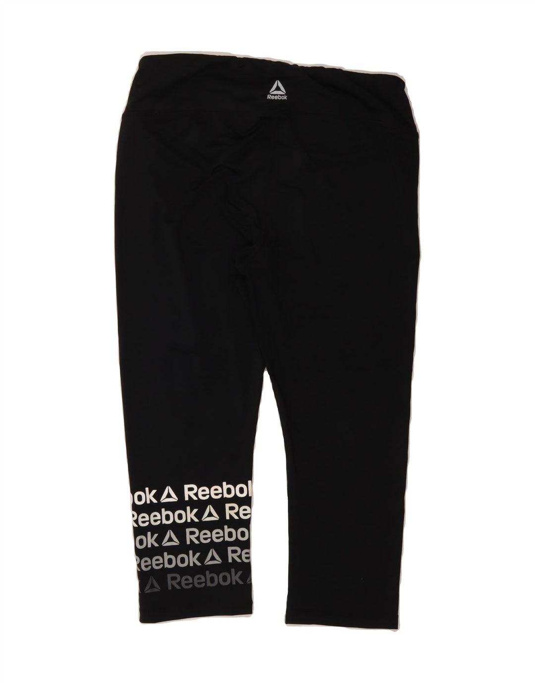 REEBOK Womens Capri Graphic Leggings UK 14 Large  Black Vintage Reebok and Second-Hand Reebok from Messina Hembry 