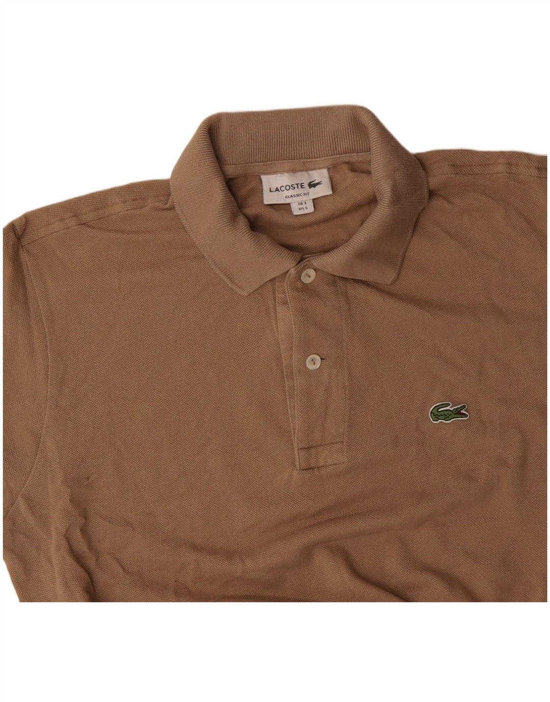 Lacoste Mens Classic Fit Polo Shirt Size 3 Small Beige Cotton