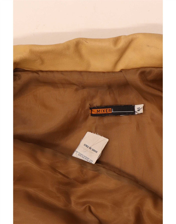 Abrigo de cuero vintage para mujer IT 46 cuero marrón grande