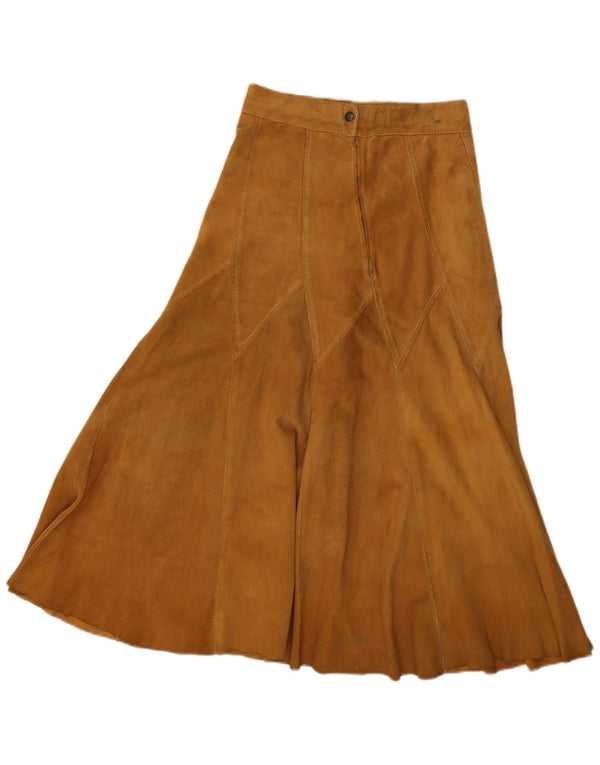 Vintage Γυναικεία Suede Flared Φούστα W26 Μικρή Καφέ