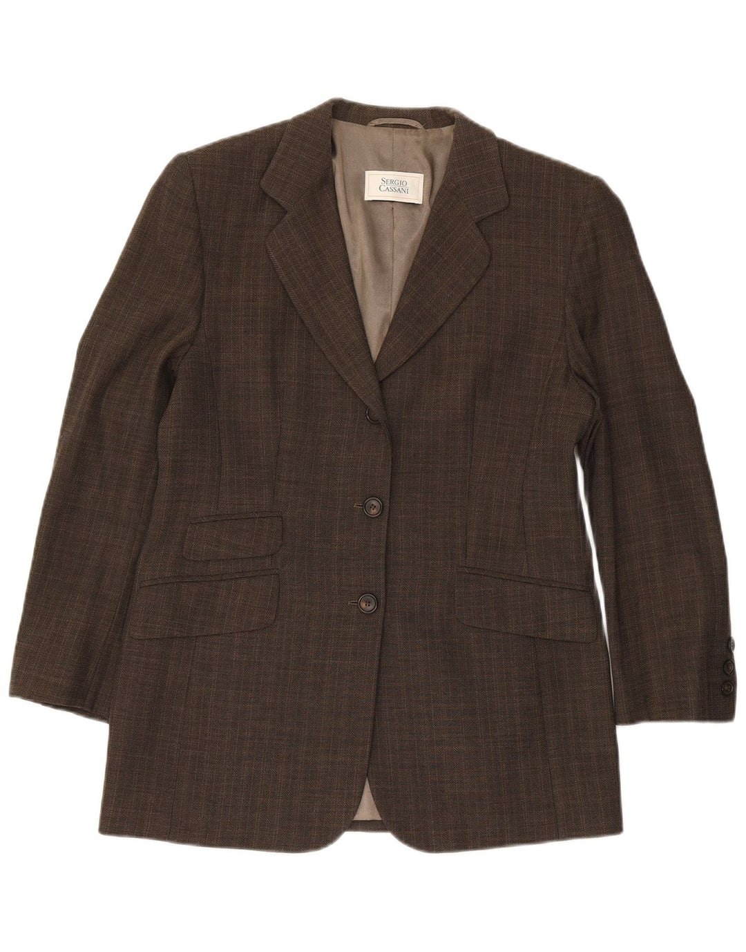 SERGIO CASSANI Womens Longline Blazer Jacket UK 14 Medium Brown