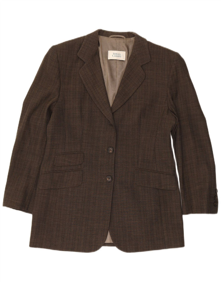 SERGIO CASSANI Womens Longline Blazer Jacket UK 14 Medium Brown