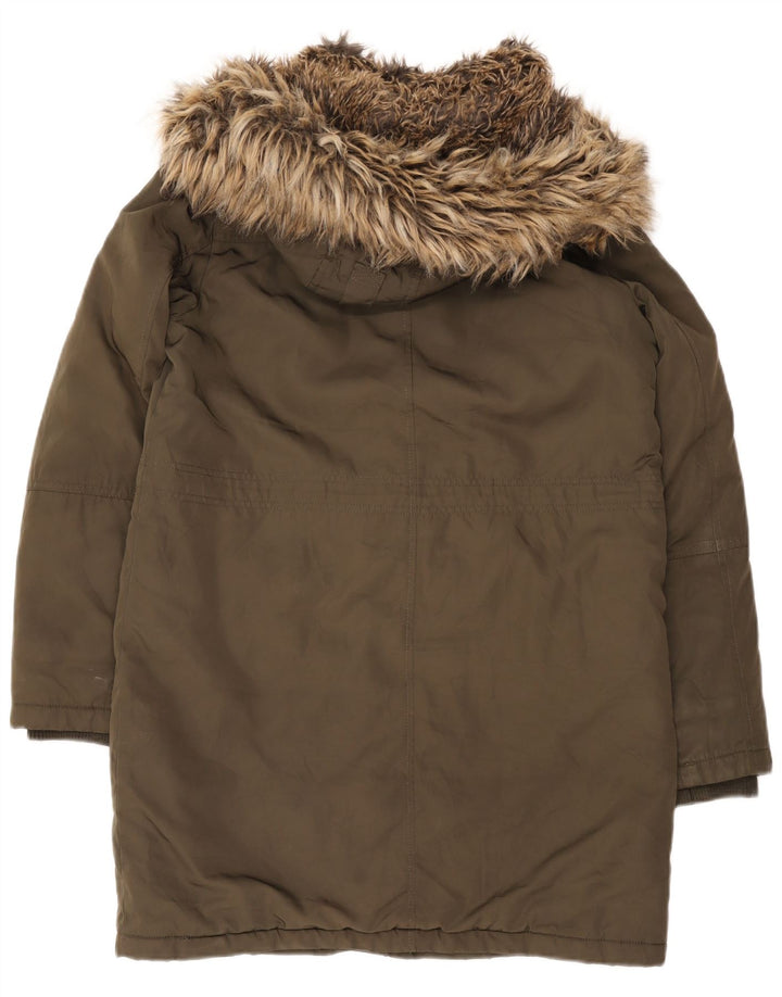 Oasis Dame Hooded Parka Jacket UK 14 Medium Khaki Polyester